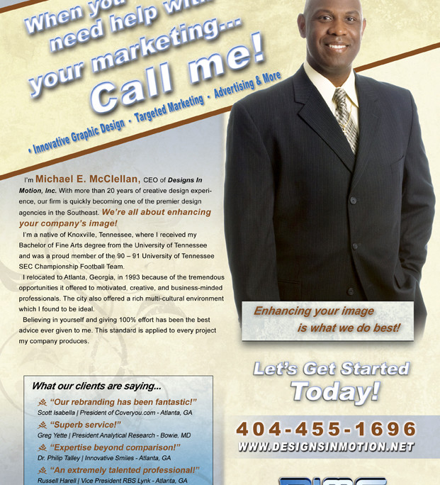 Designs In Motion, Inc. Print Ad Creative Ad design by Designs In Motion, Inc.
