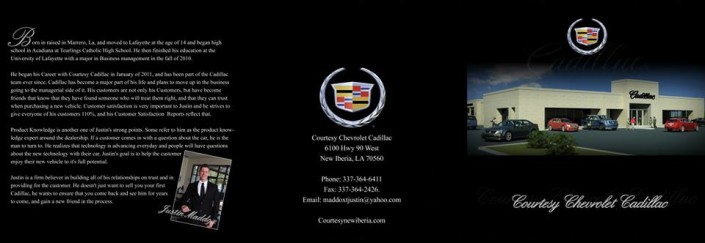 Cadillac Independent Dealer Tri-Fold Brochure Creative Design Services by Designs In Motion, Inc.