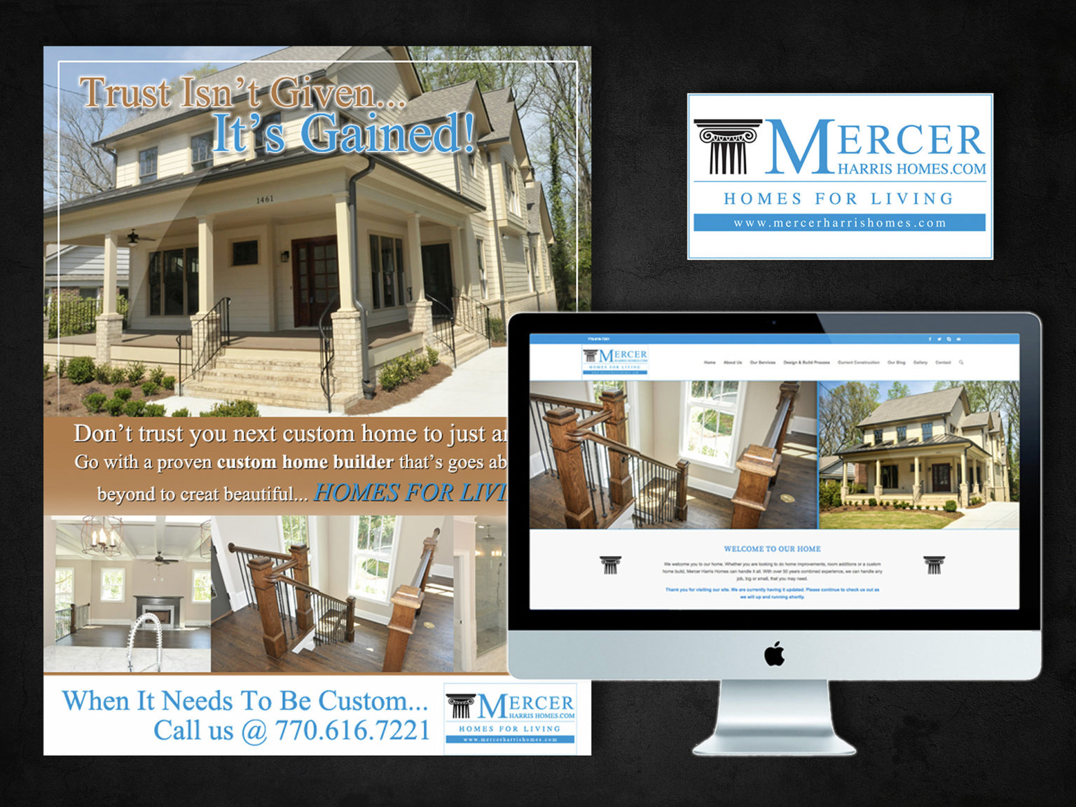 Mercer Harris Homes Brand Image, Print Ad & Website • Designed by: Designs In Motion, Inc.