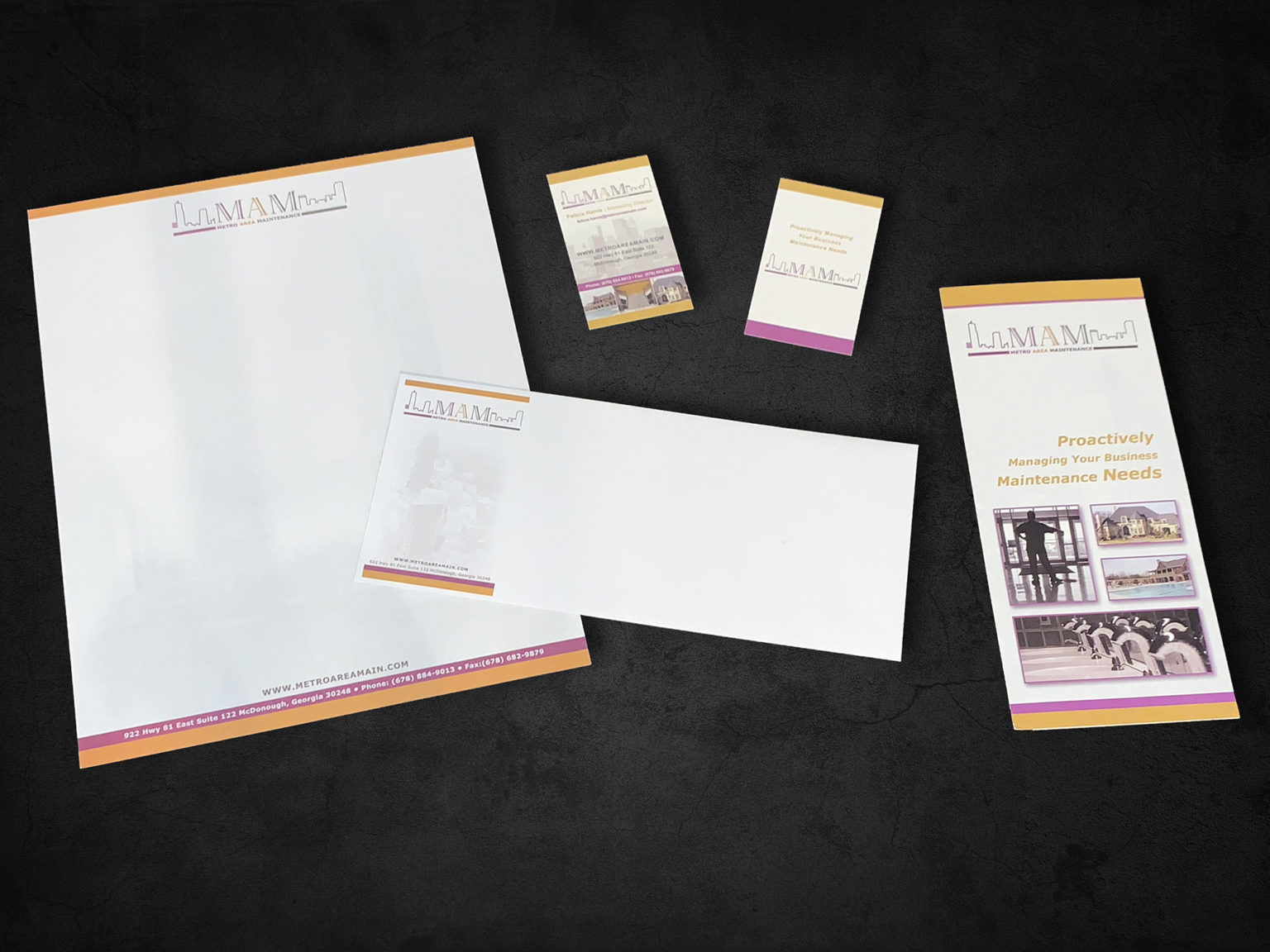 Metro Area Maintenance Corporate Identity and Letterhead • Designed by: Designs In Motion, Inc.